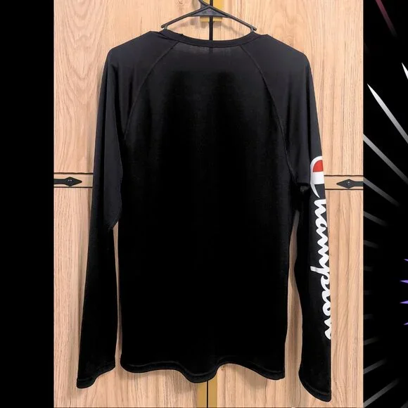 Champion Long Sleeve Black Shirt, Size Medium - Picture 2 of 9